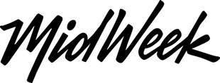 Black 'MidWeek' logo on a white background