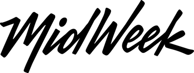 Black 'MidWeek' logo on a white background