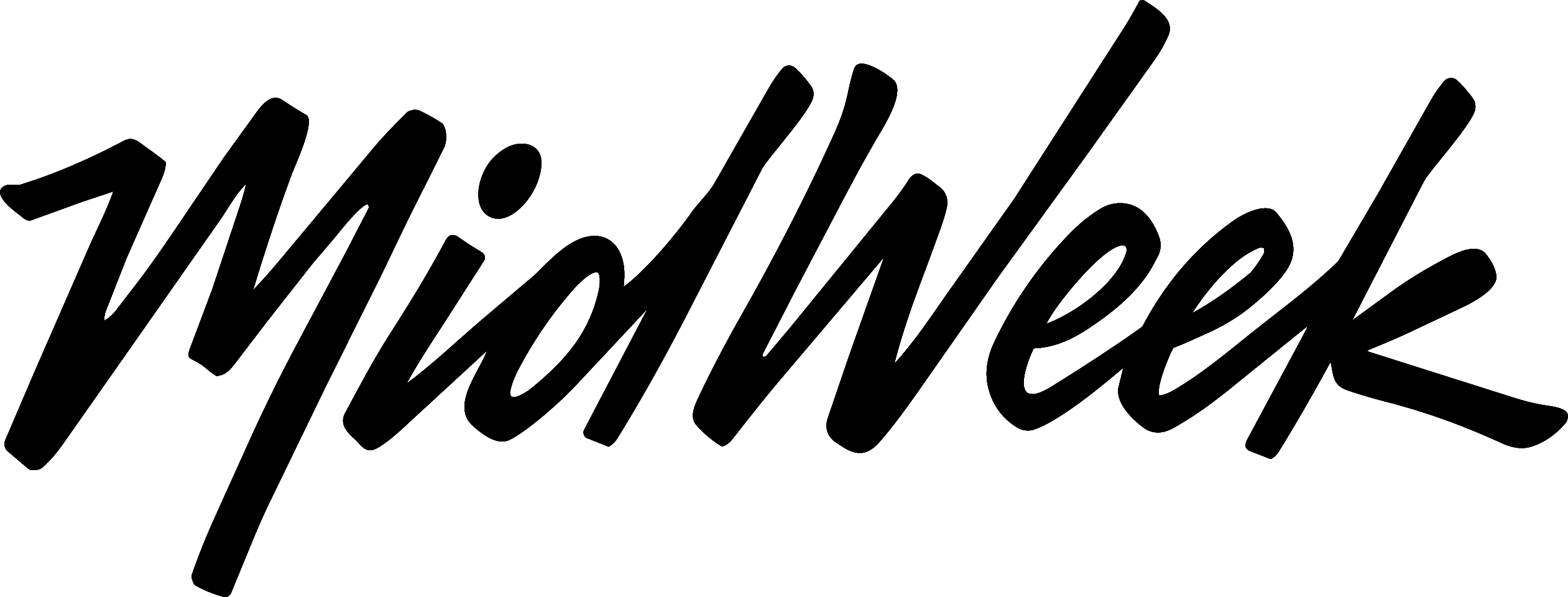 Black 'MidWeek' logo on a white background