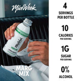 Person holding a bottle of Midweek Marg Mix with nutritional information displayed.